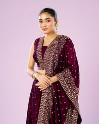 Mohey Women Wine Hued Elegance Lehenga