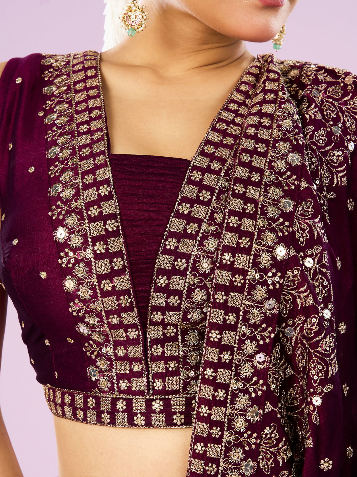 Mohey Women Wine Hued Elegance Lehenga