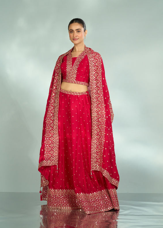 Mohey Women Rosy Rapture Art Silk Lehenga