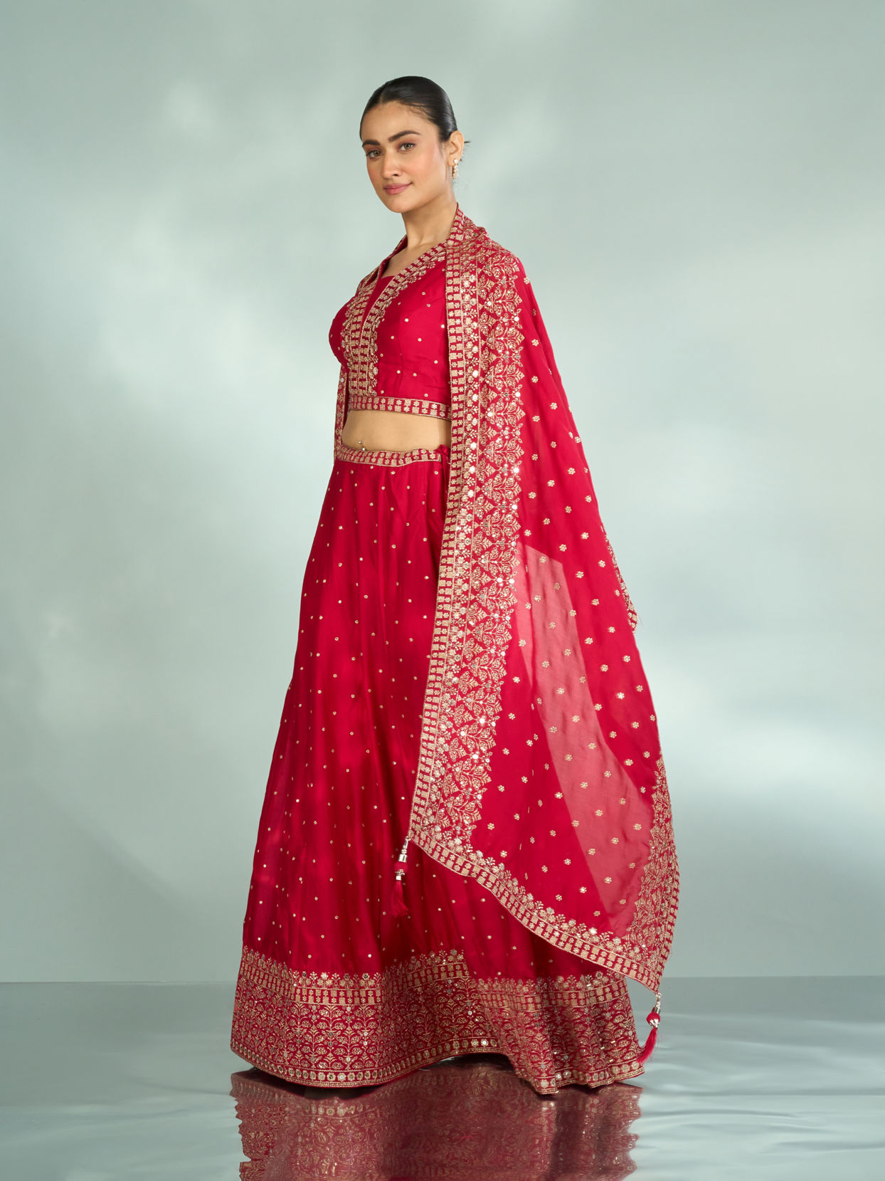 Mohey Women Rosy Rapture Art Silk Lehenga