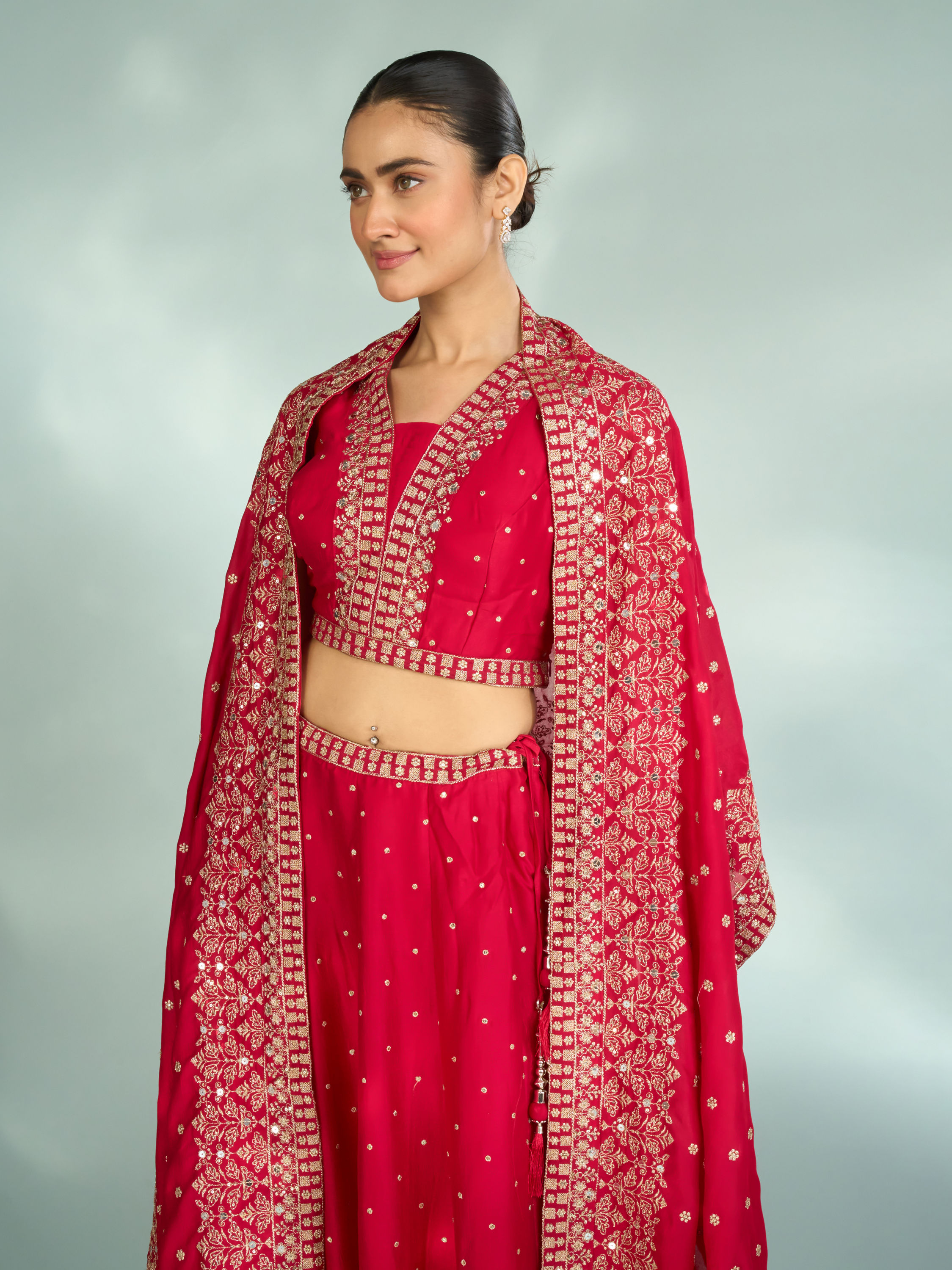 Mohey Women Rosy Rapture Art Silk Lehenga