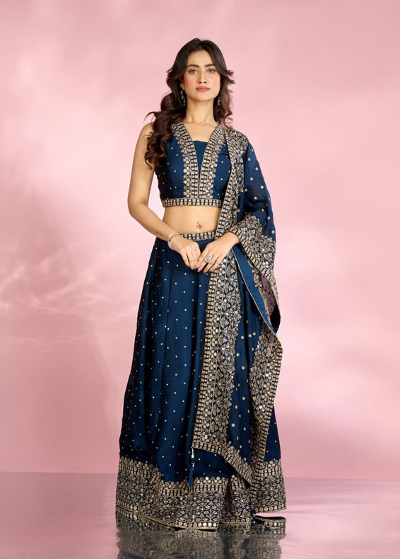 Mohey Women Blue Elegance Lehenga
