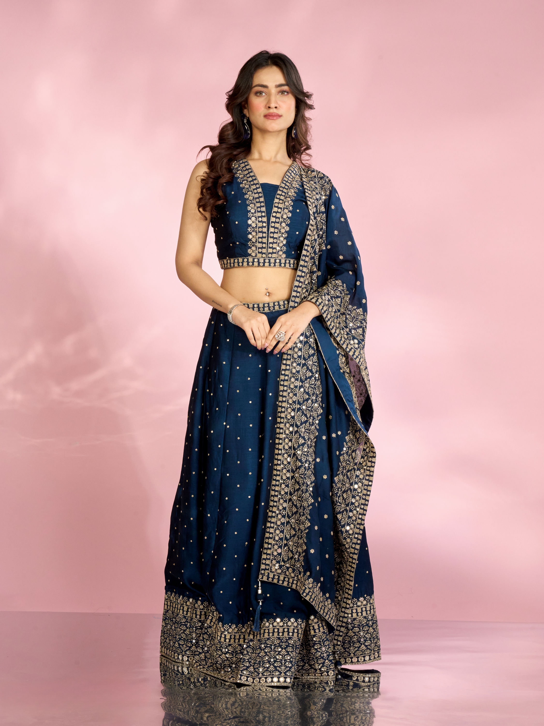 Mohey Women Blue Elegance Lehenga
