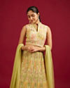 Mohey Women Pistachio Sorbet Embroidered Crop Top Lehenga with Sequin Work