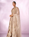 Mohey Women Cream Chinon Lehenga with Hand Embroidery