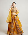 Mohey Women Mustard Yellow Chinon Lehenga with Zari Work