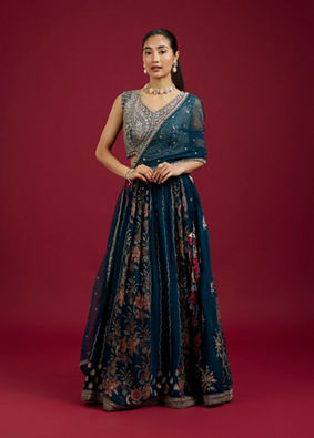 Mohey Women Twilight Blue Lehenga