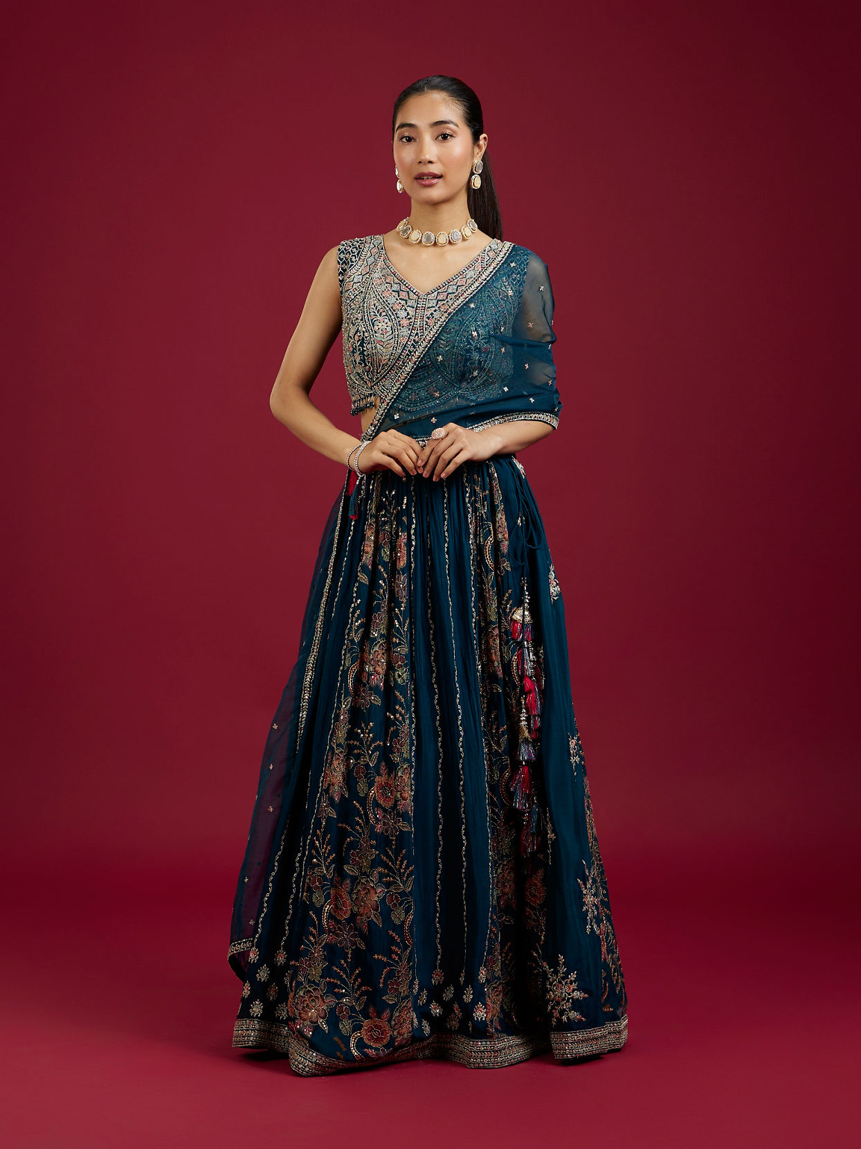 Mohey Women Twilight Blue Lehenga