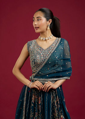 Mohey Women Twilight Blue Lehenga