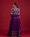 Mohey Women Royal Purple Buta Patterned Lehenga with Floral Embroidered Blouse