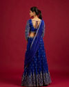 Mohey Women Indigo Blue Scallop Zari Embroidered Crop Top Lehenga with Sequin Work