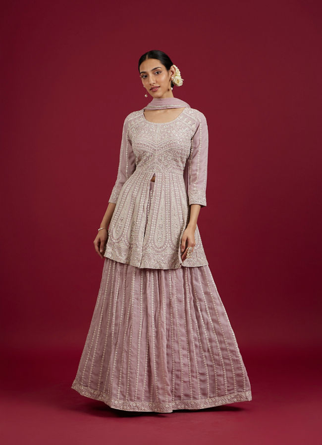Mohey Women Royal Purple Georgette Lehenga