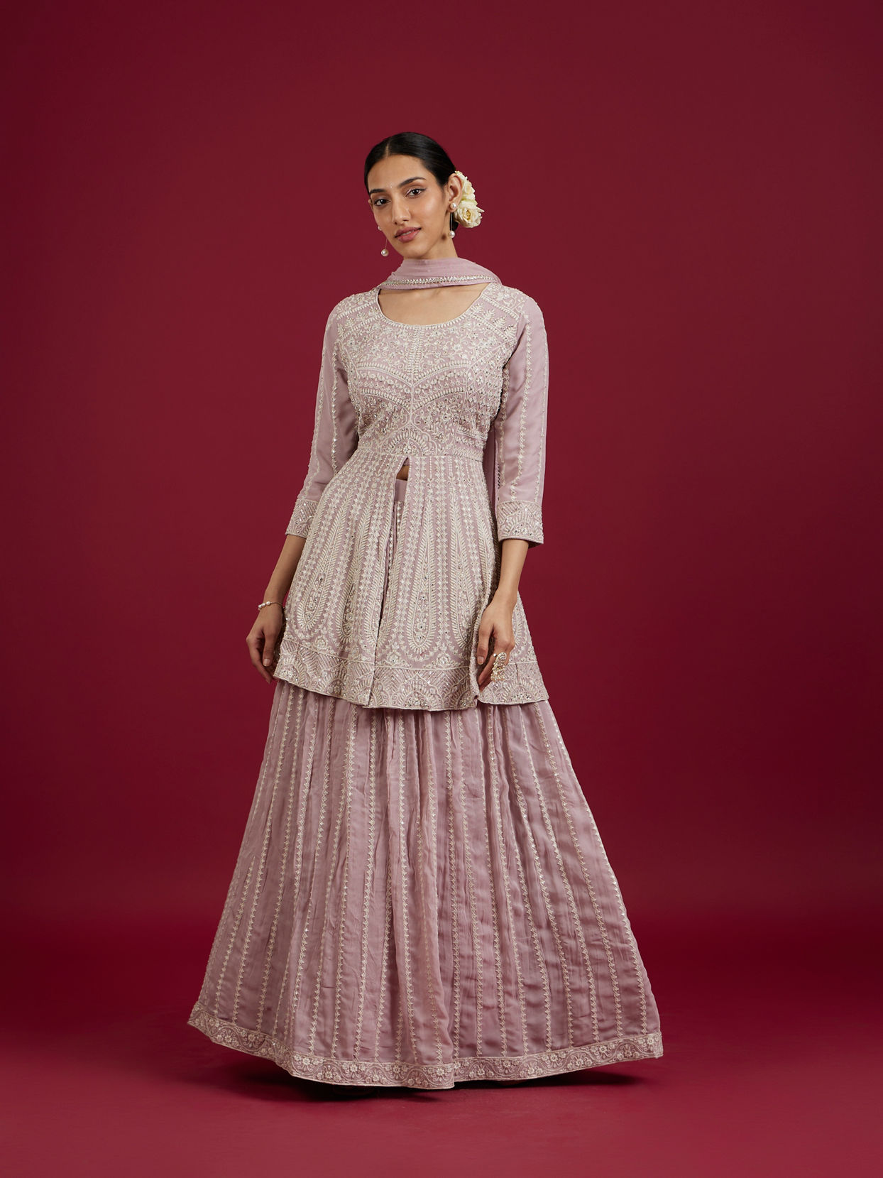 Mohey Women Royal Purple Georgette Lehenga