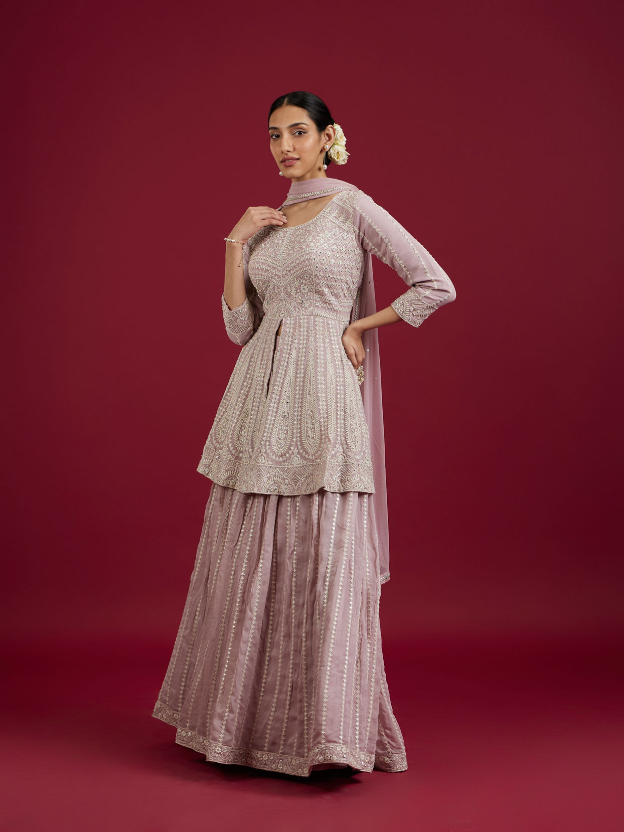 Mohey Women Royal Purple Georgette Lehenga