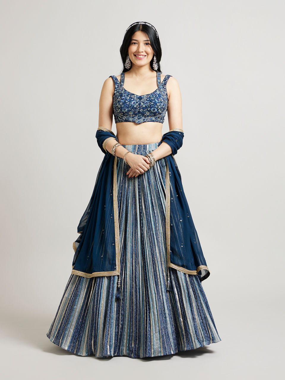 Mohey Women Radiant Indigo Blue Lehenga