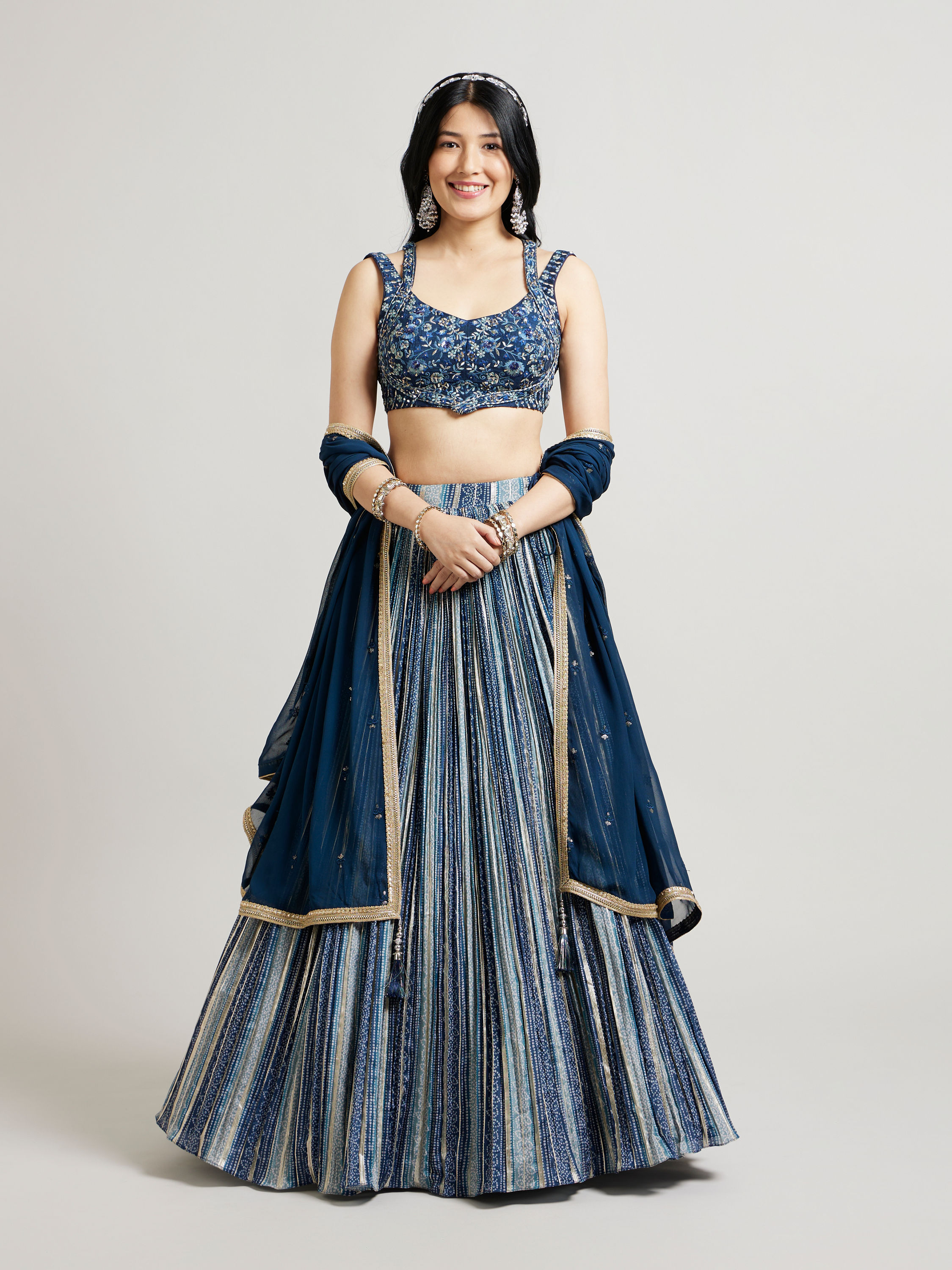 Mohey Women Radiant Indigo Blue Lehenga