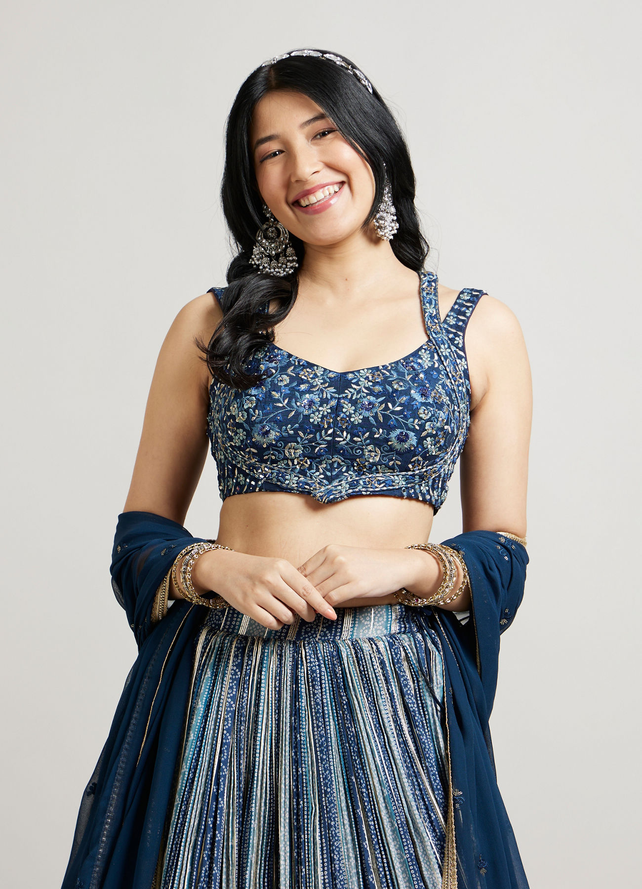 Mohey Women Radiant Indigo Blue Lehenga