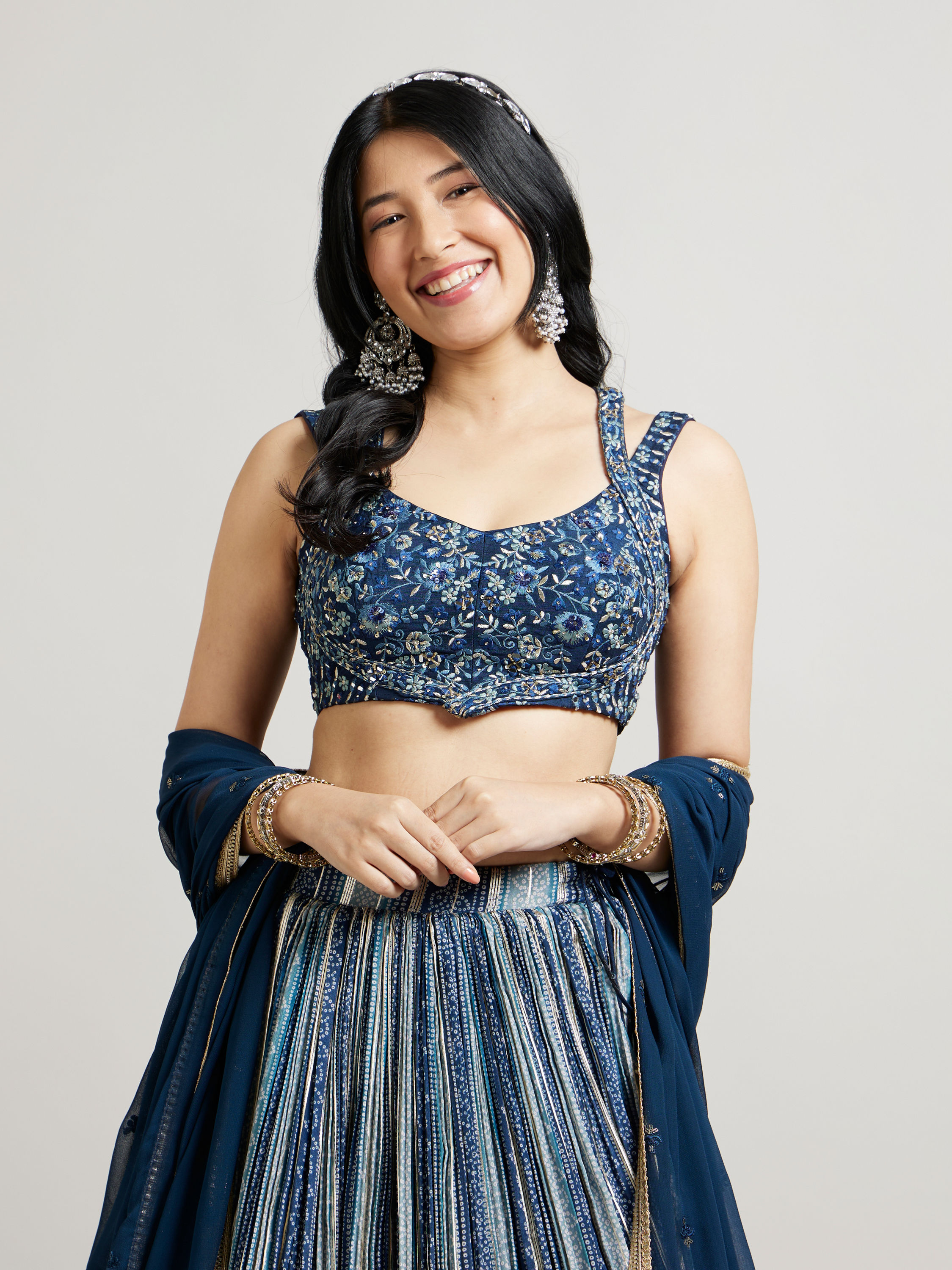 Mohey Women Radiant Indigo Blue Lehenga