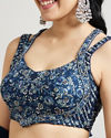 alt message - Mohey Women Radiant Indigo Blue Lehenga image number 3