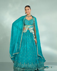 Mohey Women Elegant Rama Green Lehenga