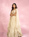 Mohey Women Cream Tissue Elegance Lehenga