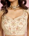 Mohey Women Cream Tissue Elegance Lehenga