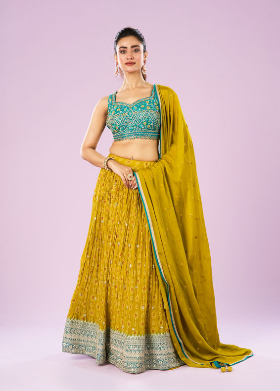 Mohey Women Emerald Bliss Lehenga