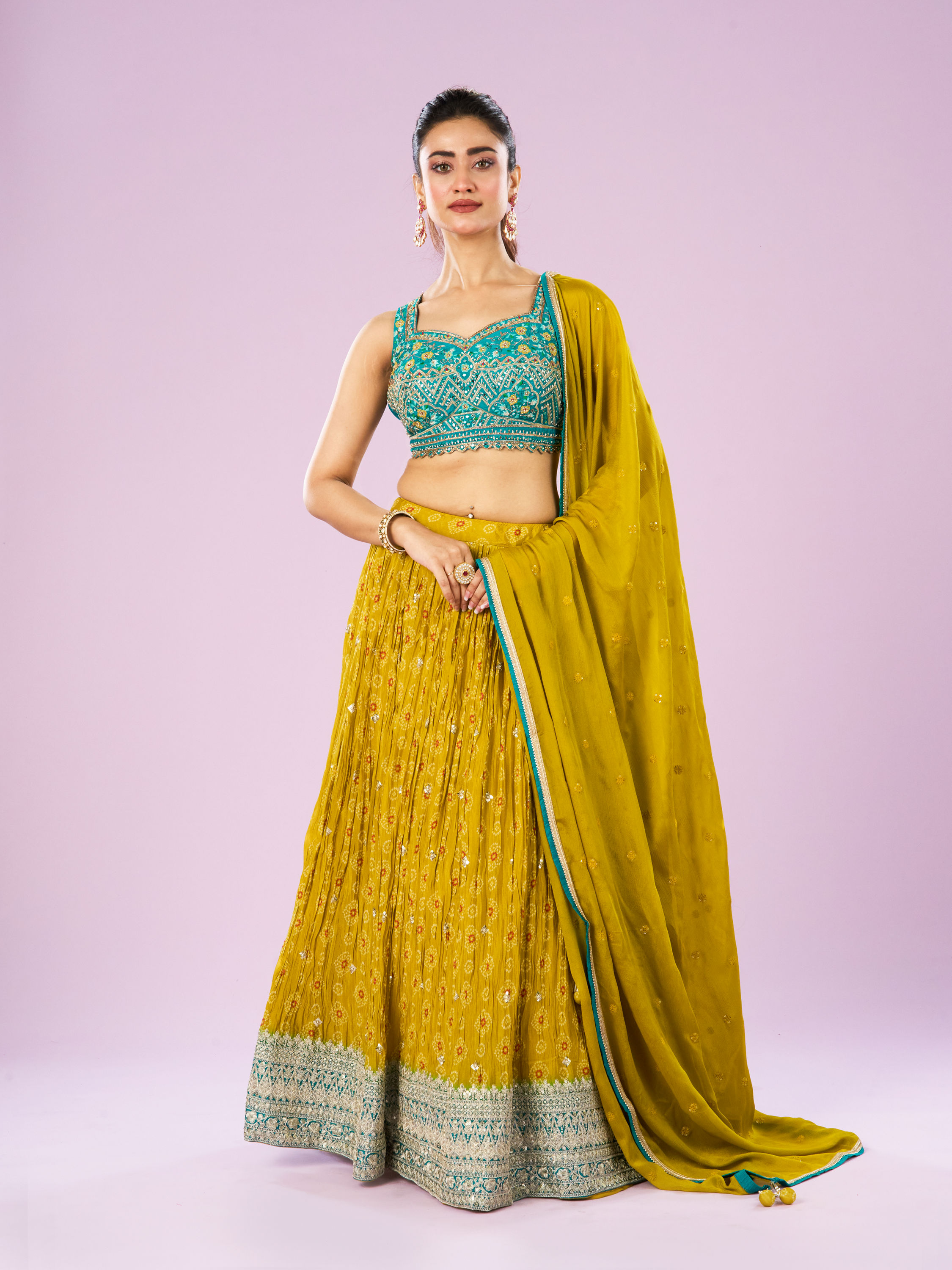 Mohey Women Emerald Bliss Lehenga