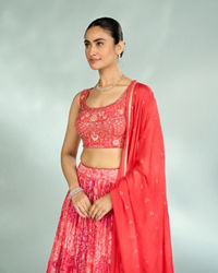 Mohey Women Graceful Gajree Pink Chiffon Lehenga