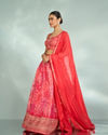 Mohey Women Graceful Gajree Pink Chiffon Lehenga