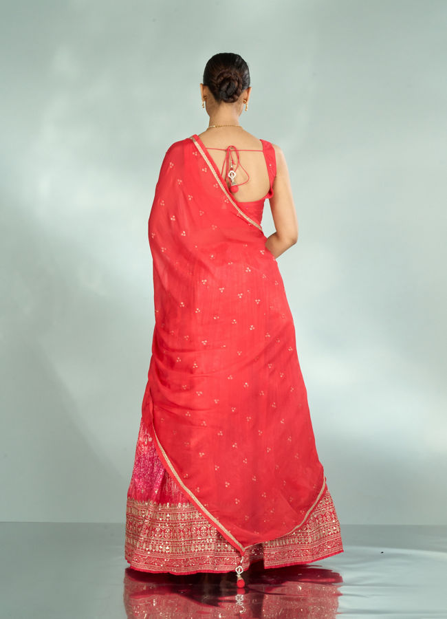 Mohey Women Graceful Gajree Pink Chiffon Lehenga