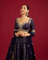 Mohey Women Nightshade Purple Floral Buta Patterned Crop Top Lehenga