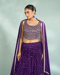 Mohey Women Elegant Purple Georgette Lehenga