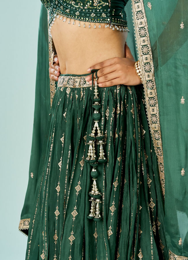 Mohey Women Emerald Elegance Lehenga