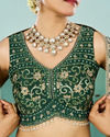 Mohey Women Emerald Elegance Lehenga