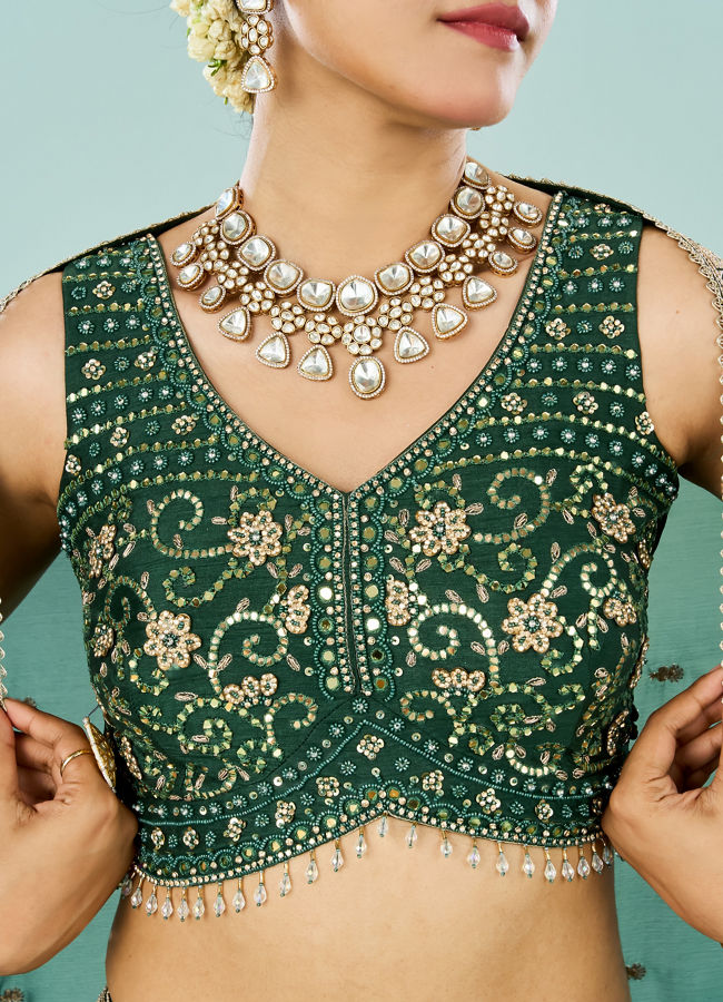 Mohey Women Emerald Elegance Lehenga