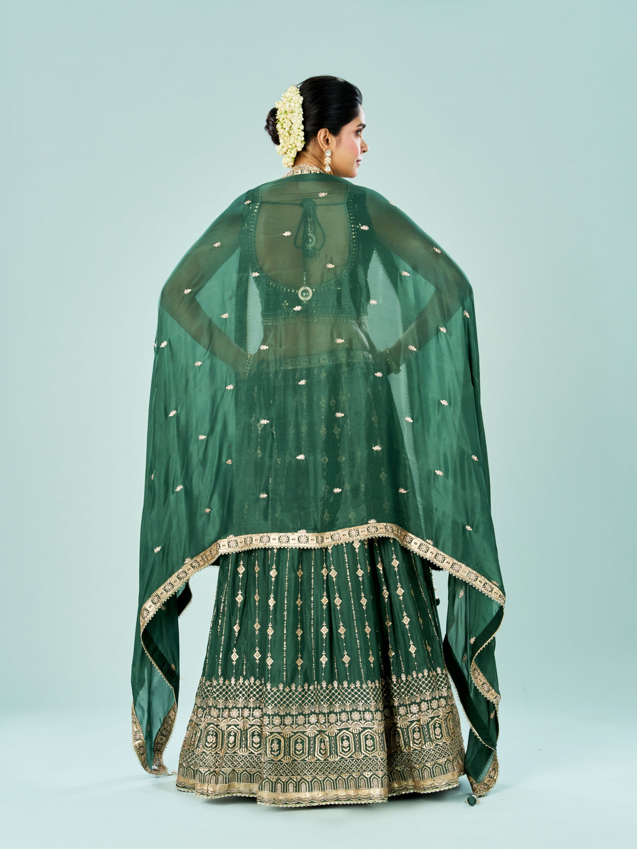 Mohey Women Emerald Elegance Lehenga