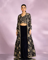Mohey Women Stellar Indigo Blue Georgette Ensemble Indo Western