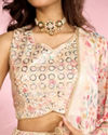 Mohey Women Regal Cream Chinon Lehenga