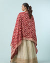 Mohey Women Cream White Buta Patterned Crop Top Lehenga