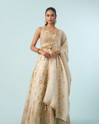 Mohey Women Cream Chinon Lehenga