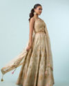 Mohey Women Cream Chinon Lehenga