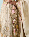 Mohey Women Cream Chinon Lehenga