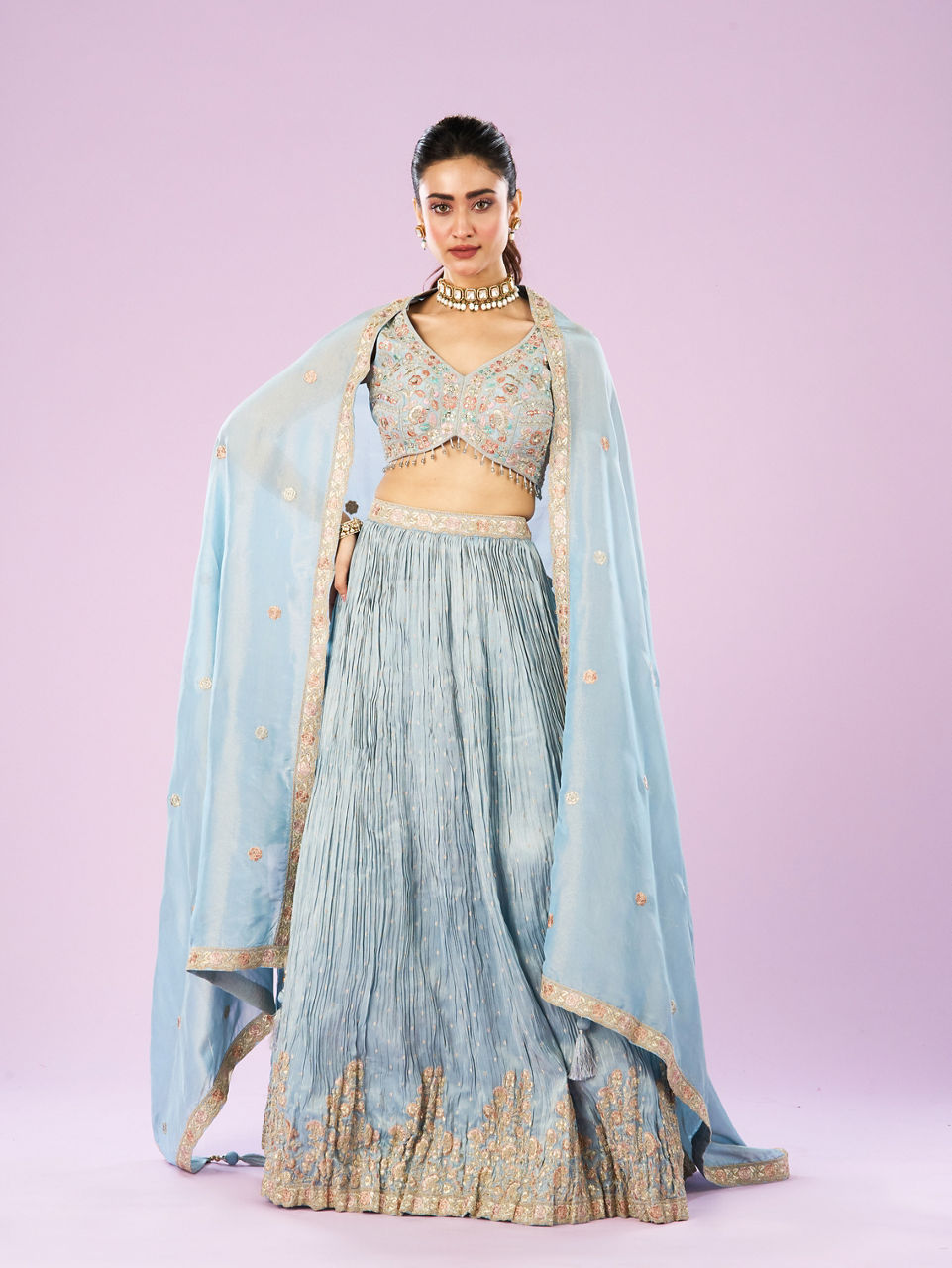 Mohey Women Ethereal Light Blue Lehenga
