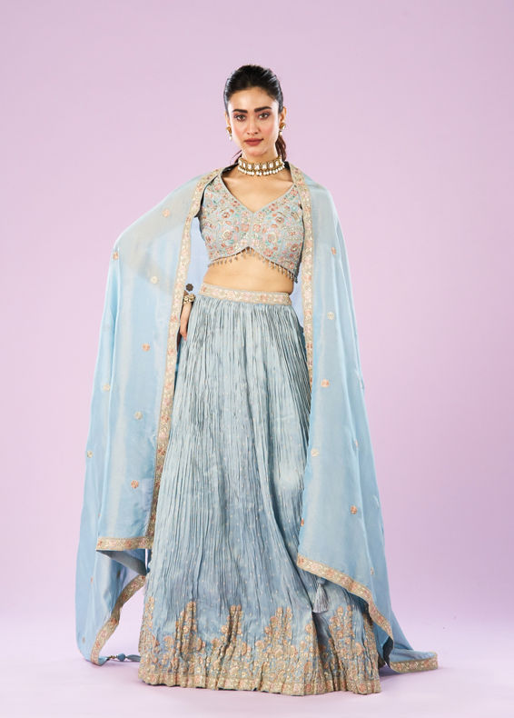 Mohey Women Ethereal Light Blue Lehenga