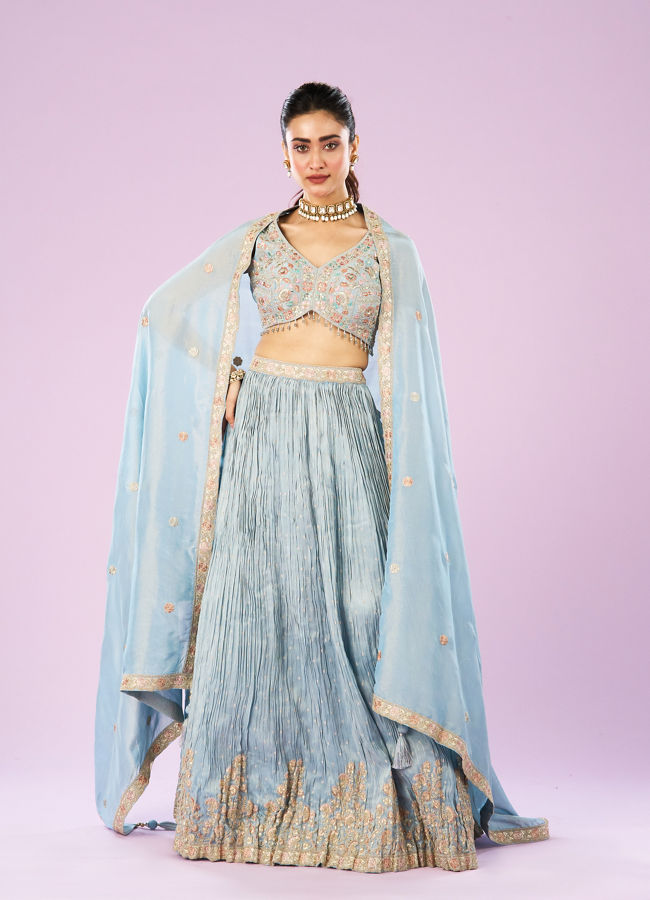 Mohey Women Ethereal Light Blue Lehenga