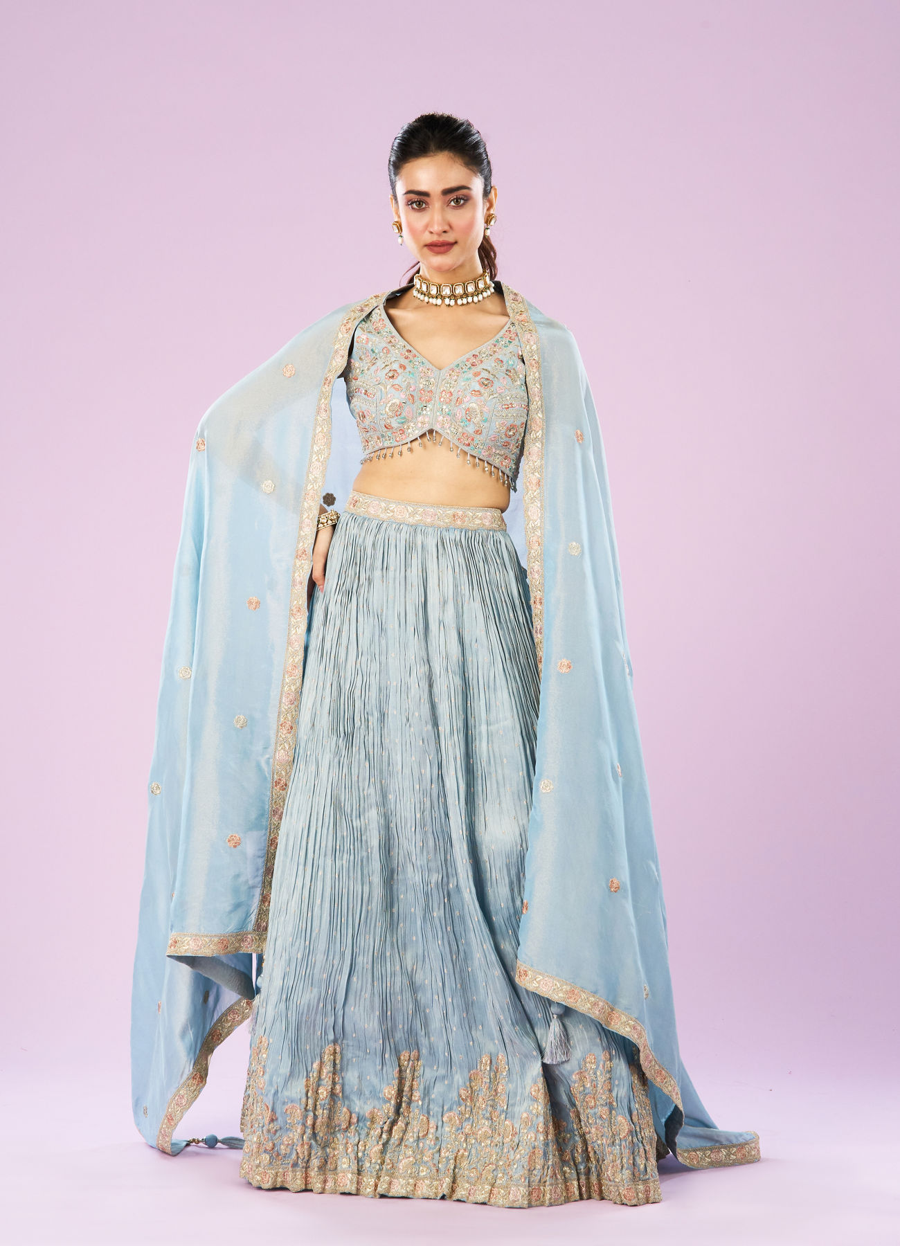 Mohey Women Ethereal Light Blue Lehenga