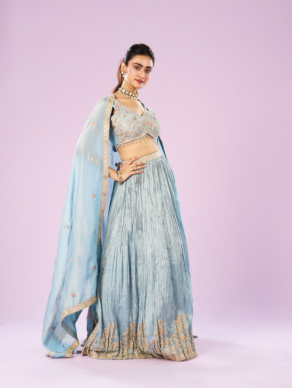 Mohey Women Ethereal Light Blue Lehenga