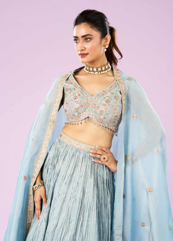 Mohey Women Ethereal Light Blue Lehenga