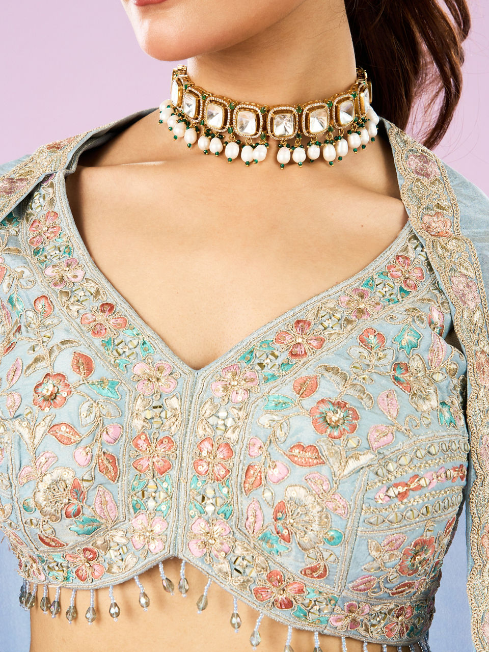 Mohey Women Ethereal Light Blue Lehenga